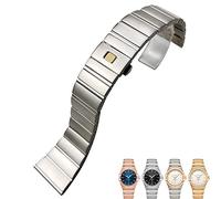 GAFNED Bracelets de montre en acier inoxydable, 15mm, 17mm, 18mm, 23mm, 25mm, boucle pliante, pour Omega Bracelet Double Eagle Constellation(Silver,25mm-10mm)