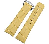 GAFNED Véritable sangle de montre en cuir pour Omega Constellation Double Eagle Series Men Femmes Femmes 17 mm 23 mm Band(Yellow,17mm gold Clasp)