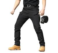 Gafutozm Pantalon Tactique Moto GID, 2025 Confortable Stretch Imperméable Anti-Déchirure Pantalon De Travail avec 10 Poches (FR/ES, Tour de Taille, TG, Taille Normale, Taille Normale, Noir)
