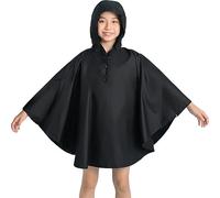 Gaga city Cape de pluie pour enfant, capuche, imperméable à l'eau, pour garçons et filles de 1 à 12 ans, Noir pur., 8-12 ans