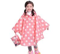 Gaga city Poncho de Pluie Enfant avec Sac Motif Imprimé Mignon Fille garçon de Pluie Réutilisable Raincoat pour Cyclisme Randonnée Camping Cercle rose/XL/8-12 ans