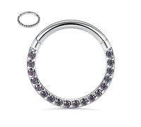 GAGABODY Piercing conque 16 g 8 mm - Anneau de nez argenté - Anneau de nez en acier chirurgical 316L - Arc-en-ciel - ABCZ