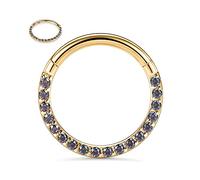 GAGABODY Piercing conque pour septum - Anneau de nez doré - 16 g - 8 mm - Boucle d'oreille conque arc-en-ciel ABCZ - Anneau de nez segmenté en acier chirurgical 316L