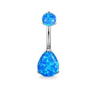 GAGABODY Piercing de nombril en titane G23 14G 10 mm serti de deux boucles rondes/gouttes d'eau opale, Métal, Pas de gemme