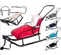 GagaDumi Oslo Luge en métal avec dossier avec ceintures de sécurité Arceau de poussée et chancelière Luge pour bébé Idéal pour enfants et adultes