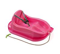 GaGaDumi Sledge Mini Luge en Plastique pour Enfants, Mini bob en Plastique Robuste, jusqu'à 20 kg, jusqu'à 3 Ans, Forme Ergonomique, Dossier Haut, Ceintures de sécurité (Rose)