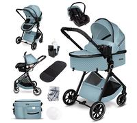 GaGaDumi SoHo poussette combinée 3-en-1 avec siège auto i-Size, certifiée TÜV, nacelle, poussette, ultra légère (env. 7 kg), habillage pluie, moustiquaire, sac à langer, panier et porte-gobelet