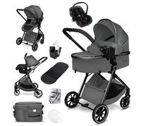 GaGaDumi SoHo poussette combinée 3-en-1 avec siège auto i-Size, certifiée TÜV, nacelle, poussette, ultra légère (env. 7 kg), habillage pluie, moustiquaire, sac à langer, panier et porte-gobelet