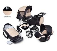 GagaDumi Urbano combinée 3 en 1 poussette nacelle Siège-Auto avec tous les accessoires Landau (U3 - Beige)
