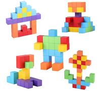 GAGAKU Blocs Construction Magnétique - 30 Pièces Ensemble de Blocs Cubes Magnétiques pour Construire Blocs Cubes Magnétiques pour Enfants de 18+ Mois Garçon Fille Montessori d'apprentissage