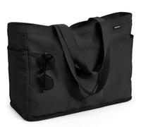 GAGAKU Sac de plage XL avec fermeture éclair et compartiment isotherme, anti-sable, pliable, grand sac fourre-tout pour croisière, voyage, famille, femme, 4_Noir, X-Large