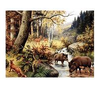 GAGALAM Puzzle Adulte 1000 Pièces.Puzzle De Sanglier Et De Cerf dans La Forêt.Le Dos du Signe De Lettre, Grille en Bois De Partition, Juste pour Mieux Casse-Tête
