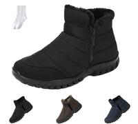 GAGFDA Bottines orthopédiques chaudes et imperméables pour homme avec fermeture éclair latérale, chaussures de randonnée doublées de fourrure, antidérapantes, doublées en polaire, bottes de neige