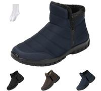 GAGFDA Bottines orthopédiques chaudes et imperméables pour homme avec fermeture éclair latérale, chaussures de randonnée doublées de fourrure, antidérapantes, doublées en polaire, bottes de neige