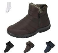GAGFDA Bottines orthopédiques chaudes et imperméables pour homme avec fermeture éclair latérale, chaussures de randonnée doublées de fourrure, antidérapantes, doublées en polaire, bottes de neige