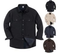 GAGFDA Chemise décontractée en velours côtelé doublé en polaire pour homme - Automne et hiver - Chemise thermique boutonnée à manches longues - Manteau chaud avec poches, Noir , 3XL