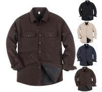 GAGFDA Chemise décontractée en velours côtelé doublé en polaire pour homme - Automne et hiver - Chemise thermique boutonnée à manches longues - Manteau chaud avec poches, marron foncé, 3XL