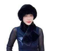 GAGFDA Écharpe et chapeau d'hiver épais en peluche chaude et moelleuse, ensemble bonnet et écharpe en fausse fourrure intégrée, protection auditive intégrée, écharpe coupe-vent, Noir , taille unique