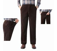 GAGFDA Pantalon droit en velours côtelé à taille élastique et extensible pour homme d'âge moyen et âgé (kaki, 2XL (60-70 kg)