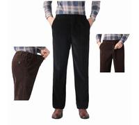 GAGFDA Pantalon droit extensible en velours côtelé à taille élastique pour homme d'âge moyen et âgé