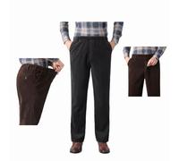 GAGFDA Pantalon droit extensible en velours côtelé à taille élastique pour homme d'âge moyen et âgé