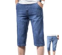 GAGFDA Short en jean 3/4 pour homme, short d'été léger et ample, coupe décontractée, jambe droite avec poches