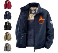 GAGFDA Veste chaude rembourrée double couche unisexe pour homme, veste polaire double couche coupe-vent à fermeture éclair, veste polaire 360 pour homme, bleu marine, XS