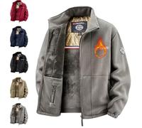 GAGFDA Veste chaude rembourrée double couche unisexe pour homme, veste polaire double couche coupe-vent à fermeture éclair, veste polaire 360 pour homme, gris, XS