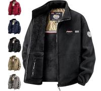 GAGFDA Veste chaude rembourrée double couche unisexe pour homme, veste polaire double couche coupe-vent à fermeture éclair, veste polaire 360 pour homme, Noir , XS