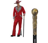 GAGIFT WORLD Canne de marche extra longue de 106,7 cm pour costume de Pimp Ringmaster Wizard et Wonka, canne en métal vintage pour fête costumée d'Halloween