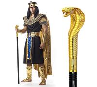 GAGIFT WORLD Tige en métal avec poignée en plastique serpent - Barre égyptienne pour costume de pharaon Cléopâtre - Accessoire de cosplay fascinant pour Halloween (doré vintage)