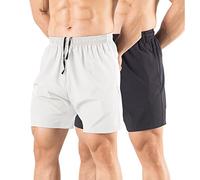 Gaglg Lot de 2 Shorts de Course à Pied pour Homme de 12,7 cm à séchage Rapide avec Poches zippées, Noir/Blanc, Taille S