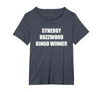 Gagnant du Bingo Synergy Buzzword T-Shirt, Femme Grandes Tailles, Bleu Chiné, 1X