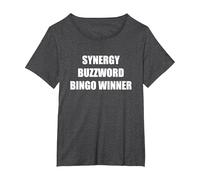 Gagnant du Bingo Synergy Buzzword T-Shirt, Femme Grandes Tailles, Chiné Foncé, 1X