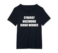 Gagnant du Bingo Synergy Buzzword T-Shirt, Femme Grandes Tailles, Noir, 1X