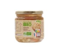 Gagnez du temps avec des repas savoureux prêts à chauffer - CARREFOUR BIO Haricots blancs cuisinés à l'ail, origine France, bocal verre 265g - Lot de 3