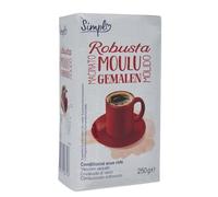 Gagnez du temps chaque matin avec le café moulu Robusta SIMPL, format pratique de 250g conditionné sous vide pour préserver les arômes - Lot de 4
