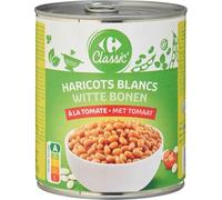 Gagnez du temps en cuisine avec CARREFOUR CLASSIC' Haricots blancs à la tomate, format familial 800g - Lot de 4