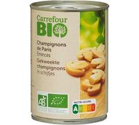 Gagnez du temps en cuisine avec les Champignons de Paris Emincés Bio CARREFOUR BIO, conserve de 230g prêt à l'emploi pour vos repas du quotidien - Lot de 4