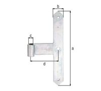 GAH Alberts GAH Alberts Paumelle centrale droite pour gond 16 mm, 300 mm acier, jaune doré, galvanisé Quantité:1