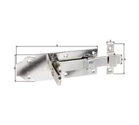 Alberts 116927 Verrou porte-cadenas | droit, avec poignée plate et gâche attachée | acier inoxydable | platine 140 x 52 mm