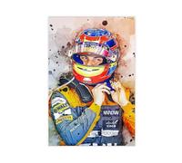 GAHCWB Poster Oscar Piastri - McLaren F1 2024 - Illustration sur toile - Décoration murale pour salon, chambre à coucher - 30 x 45 cm