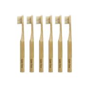 Gaia Guy Lot de 6 brosses à dents en bambou pour enfants (pas de nylon - Poils de sanglier uniquement) - Totalement compostables et biodégradables - Zéro déchet