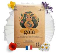 GAIA- Lessive en feuilles Biodégradable-64 Lavages-Lessive pour Bébé- écologique-100% Hydrosoluble et Hypoallergénique-Main-Voyage-Blanc et Couleurs-Poudre-Bio-Parfum frais