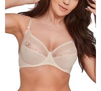 GAIA Soutien-Gorge Nancy - Souple - Soutien-Gorge Doux - Motif Géométrique - Soutien-Gorge Femme avec Armatures - Fort Soutien - Grande Poitrine - Large Choix de Tailles - Beige 2 100G