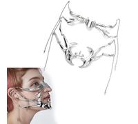 GAIALYST Lot de 2 masques cyberpunk mécaniques pour Halloween Punk - Demi-masque irrégulier en métal - Accessoire pour costume de cosplay - Bijoux pour femmes et hommes (doré)