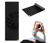 Gaiam Dry-Grip Tapis de Yoga antidérapant de 5 mm d'épaisseur pour Yoga Standard ou Chaud, Pilates et entraînements au Sol, Support rembourré, Manteau antidérapant, 172,7 x 61 cm, Noir