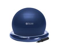 Gaiam Essentials Balle d'équilibre et kit de base, chaise de yoga de 65 cm, ballon d'exercice avec anneau de base gonflable pour la maison ou le bureau, pompe à air incluse - Bleu marine