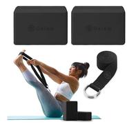 Gaiam Essentials Lot de 2 blocs de yoga et sangle de yoga, mixte adulte, 05-63433, noir