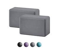 Gaiam Essentials Lot de 2 Blocs de Yoga - Mousse EVA sans Latex, Surface Souple antidérapante pour Yoga, Pilates, méditation, Gris